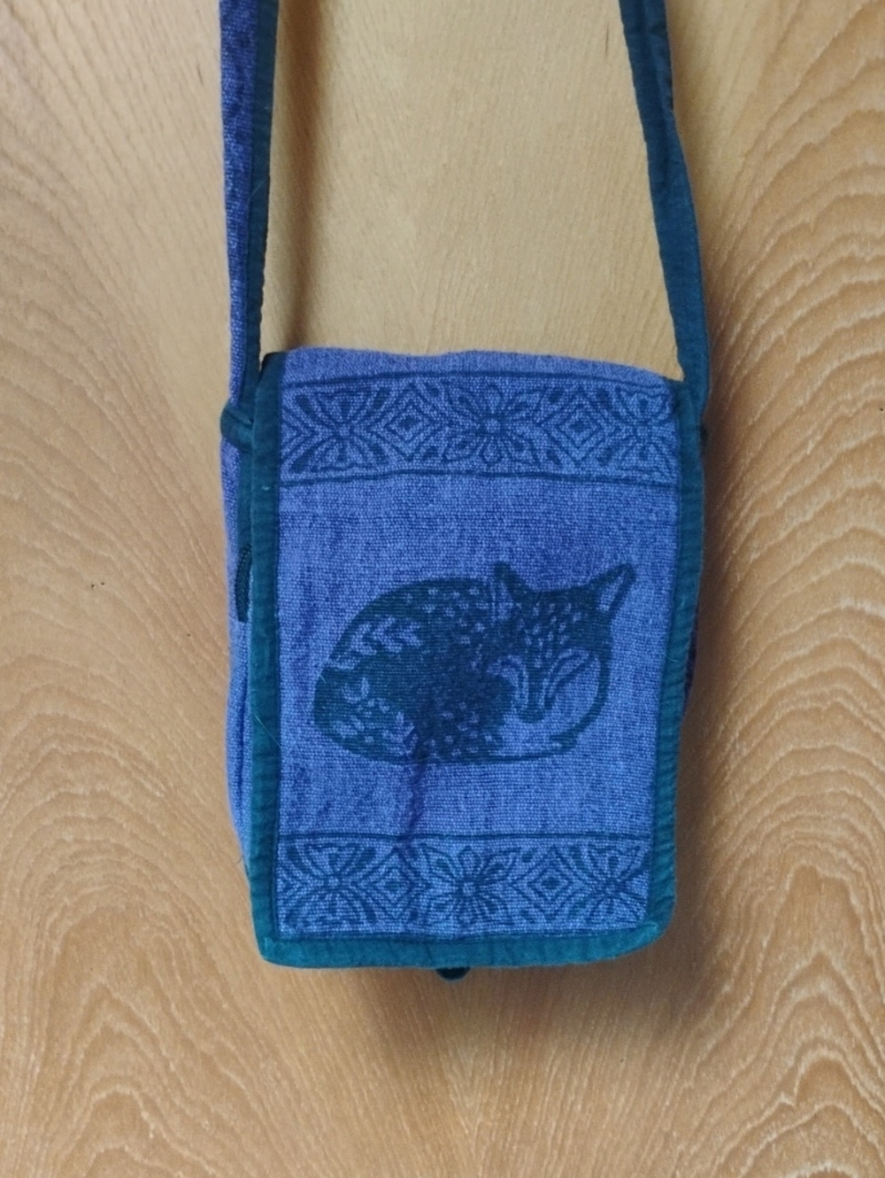 Small Purple Fabric Crossbody Bag with Fox Motif